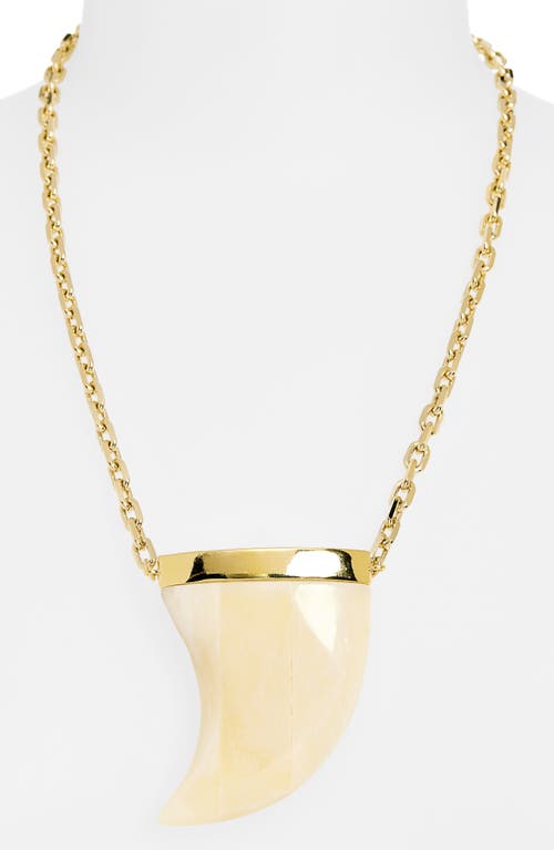 Shop Isabel Marant Ellen Horn Pendant Necklace In Ecru