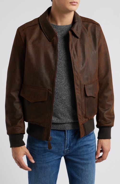 Schott NYC Lightweight Leather Flight Jacket in Brown 