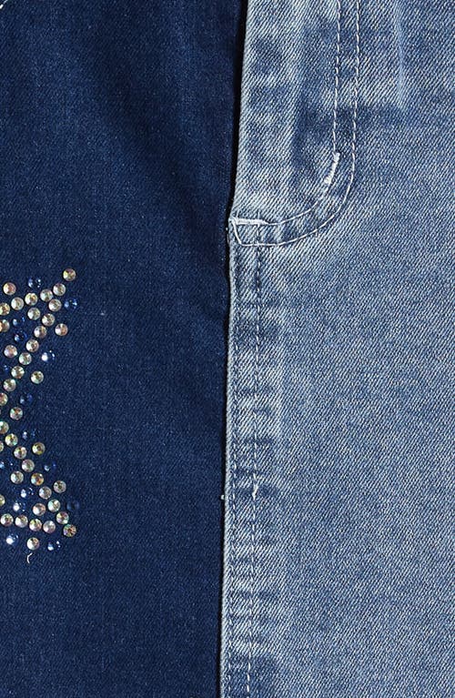 Shop Truly Me Kids' Rhinestone Star Denim Skirt In Stone Wash
