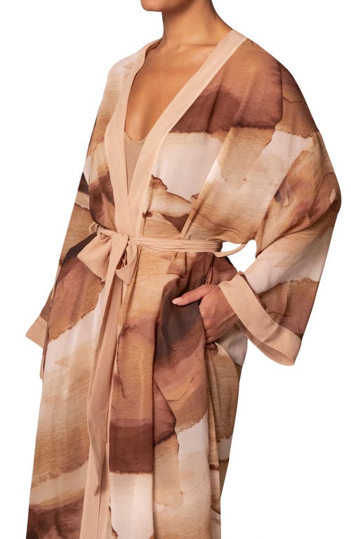 Shop Jluxlabel Alissa Abstract Print Wrap Duster In Brown