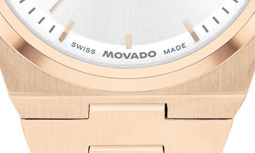 Movado Bold Quest Bracelet Watch, 35mm In White/rose Gold