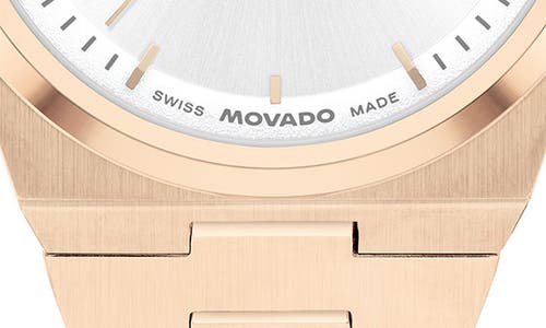 Shop Movado Bold Quest Bracelet Watch, 35mm In White/rose Gold