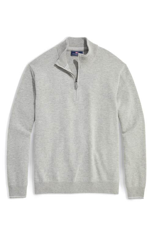 Shop Vineyard Vines Boathouse Tipping Wool & Cotton Quarter Zip Pullover In Light Gray Heather