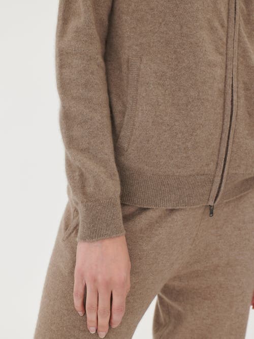 Shop Gobi Cashmere Full-zip Cashmere Cardigan In Taupe