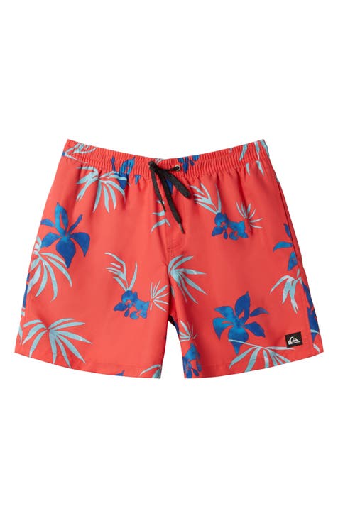 Tropical Swim Shorts, for Girls - blue medium all over printed, Girls