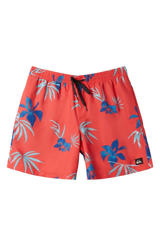 Shop Quiksilver Kids' Everyday Heritage Volley Swim Trunks In Cayenne