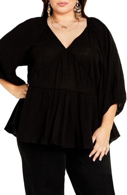 City Chic Julia V-Neck Top Black at