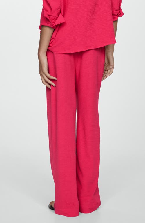 Mango Textured Flowy Pants In Strawberry