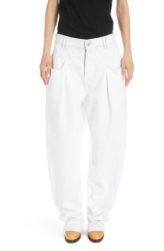 Isabel Marant Vetea Wide Leg Baggy Nonstretch Jeans In White