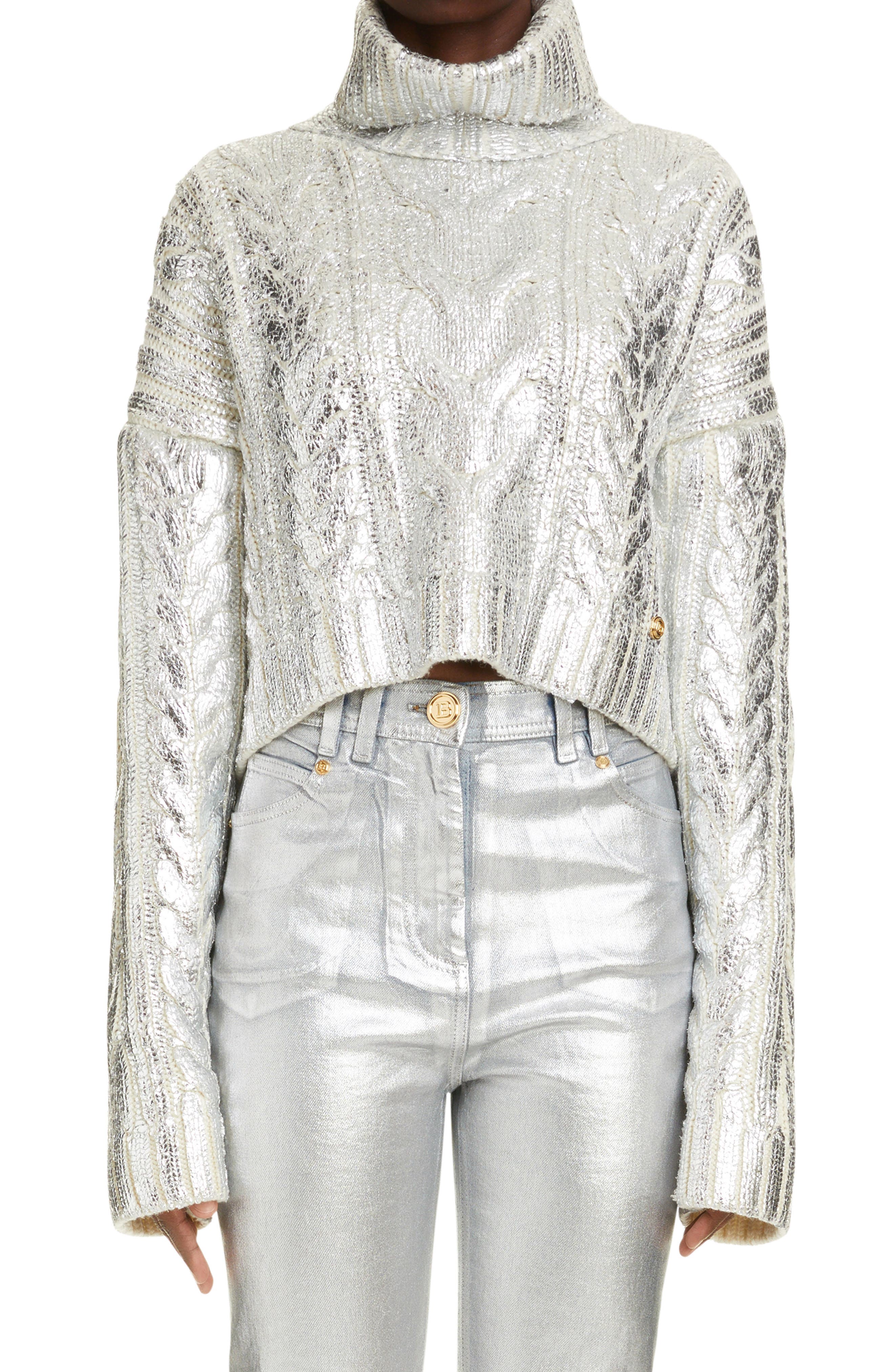 metallic turtleneck