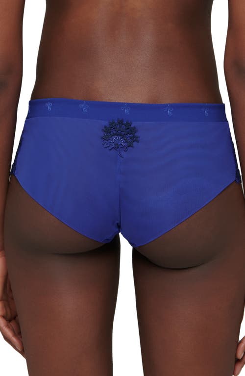 Simone Perele Wish Embroidered Boyshorts In Electric Blue