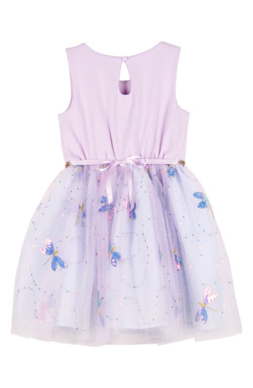 Shop Zunie Kids' Sequin Dragonfly Sleeveless Dress In Lilac/multi