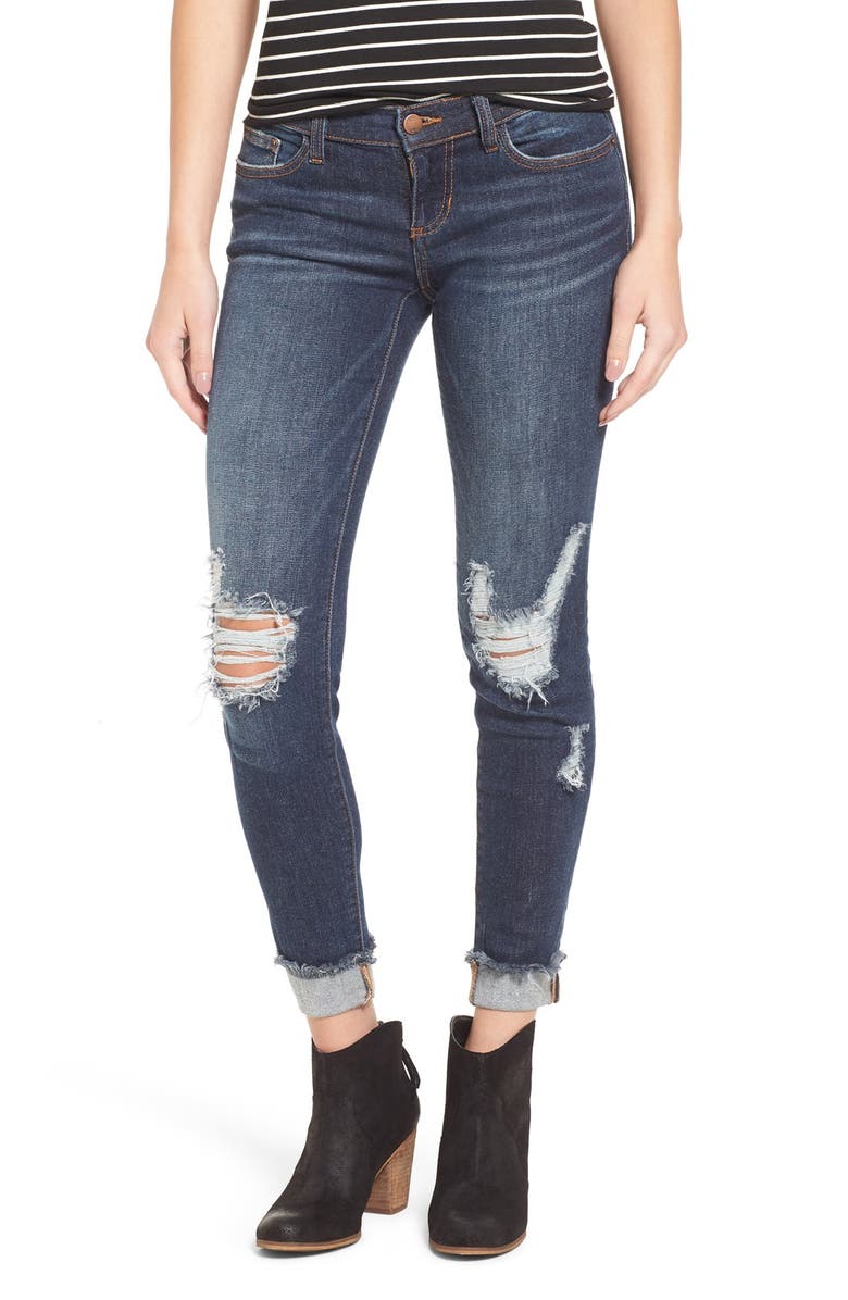 SP Black Destroyed Frayed Hem Skinny Jeans | Nordstrom