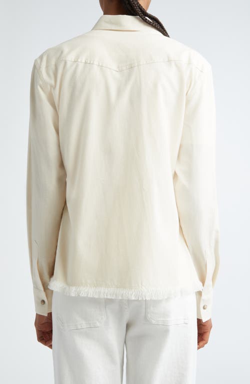 Shop Eleventy Raw Hem Western Shirt In Sand