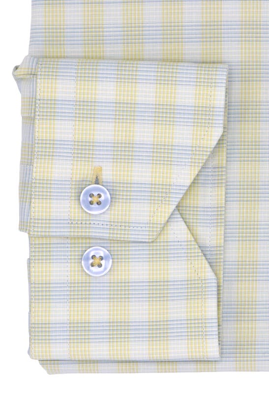 Shop Lorenzo Uomo Trim Fit Check Stretch Cotton Dress Shirt In Yellow