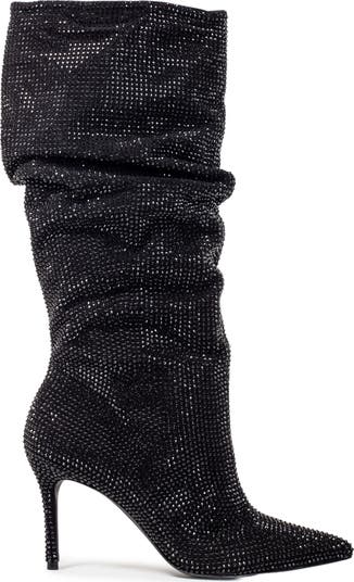 black suede scrunch boots