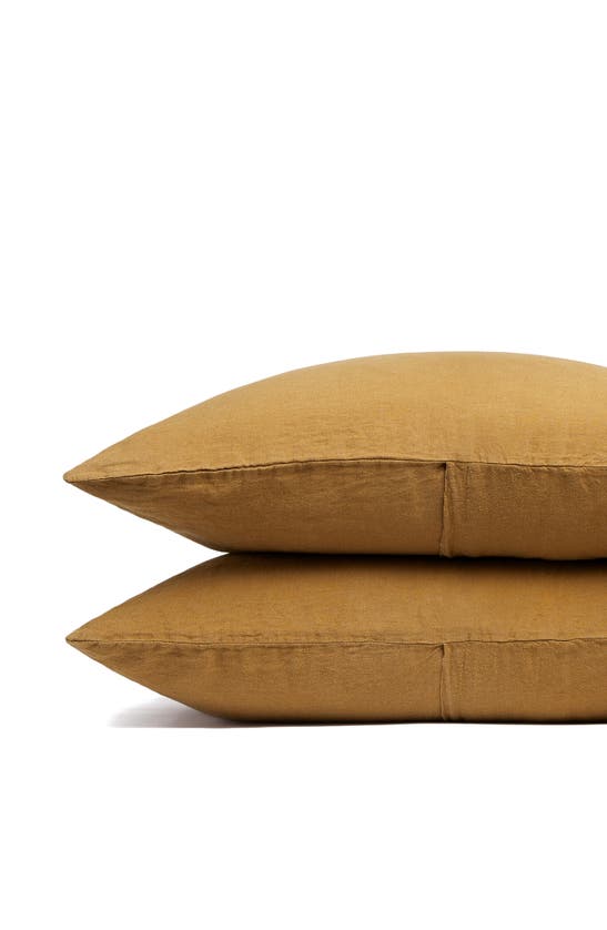 Parachute Linen Pillowcase In Ochre