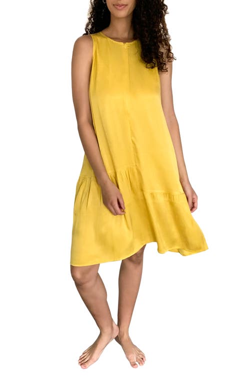 Violette Satin Maternity/Nursing Dress in Bright Yellow