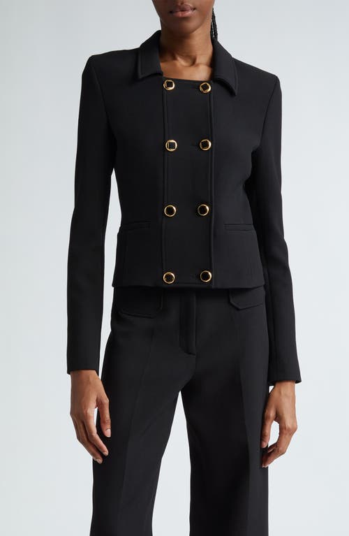 Shop St John St. John Collection Double Breasted Stretch Crepe Crop Jacket In Black