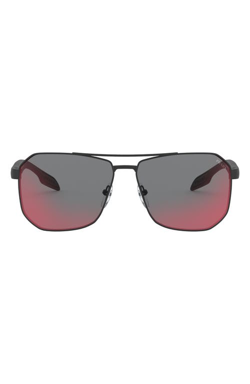 62mm Oversize Pillow Sunglasses in Rubber Black