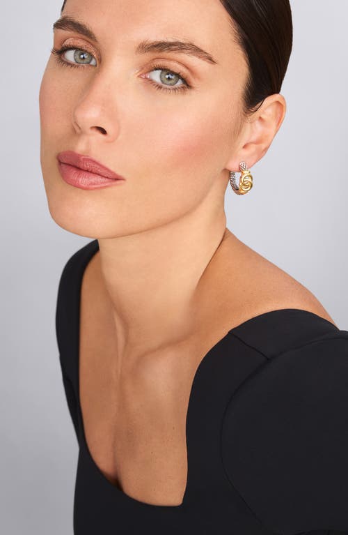 Lagos Signature Caviar Interlocking Circle Hoop Earrings In Two-tone