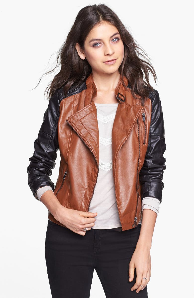 Dollhouse Two-Tone Faux Leather Moto Jacket (Juniors) (Online Only ...