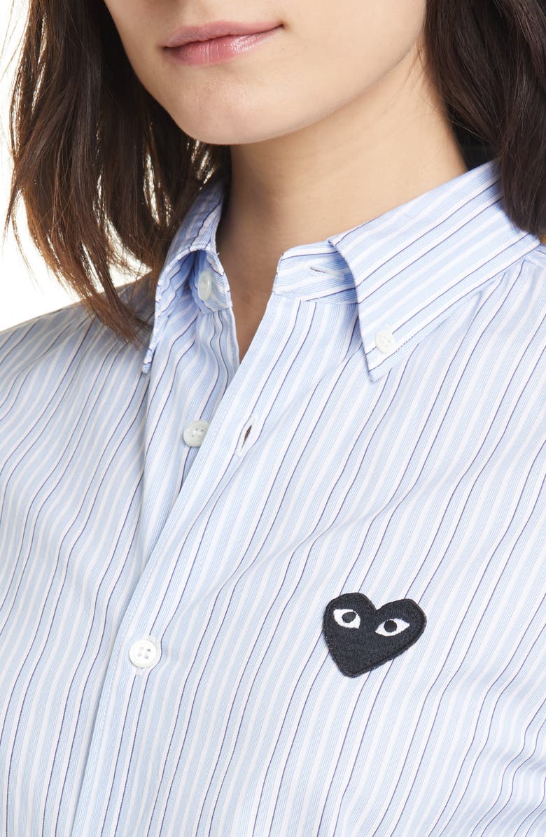 Comme des Garçons PLAY Heart Stripe Cotton Shirt, Alternate, color, 