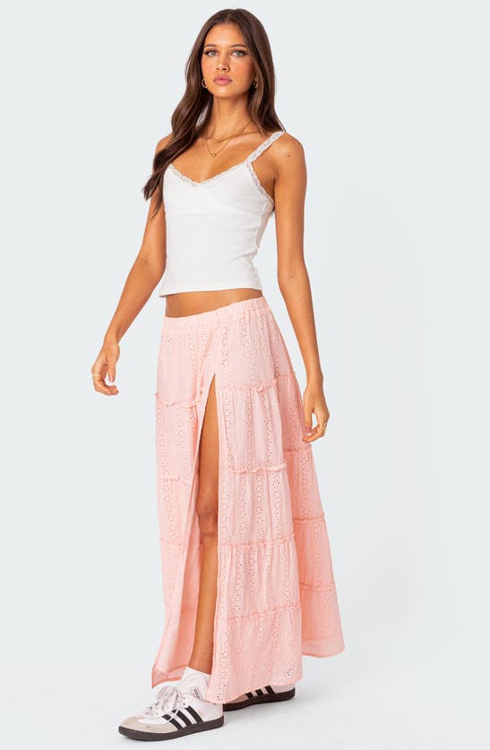 EDIKTED EDIKTED TIERED COTTON EYELET MAXI SKIRT