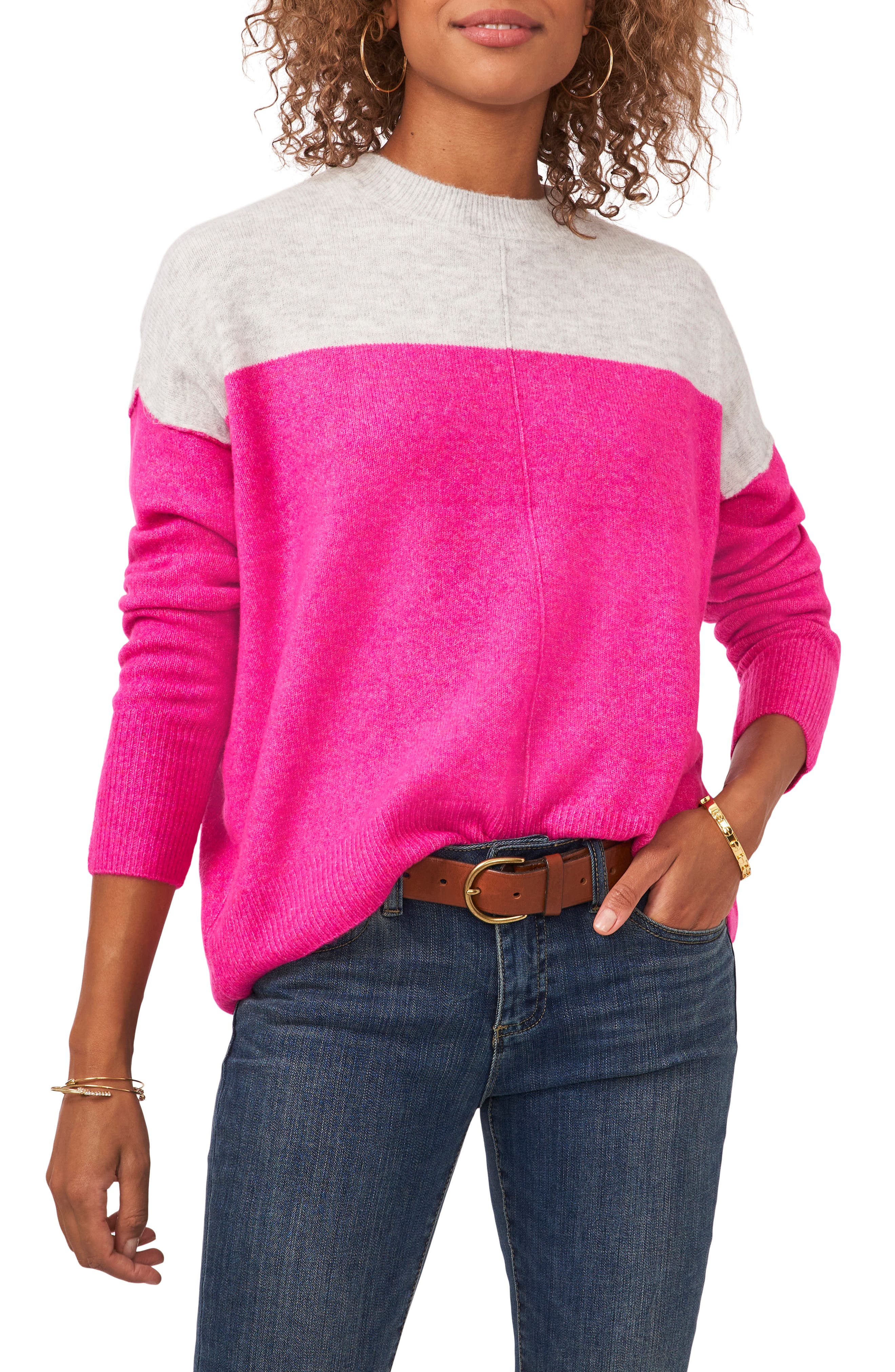 INC NEW Women's Colorblocked Cold-Shoulder Crewneck Sweater Top TEDO 