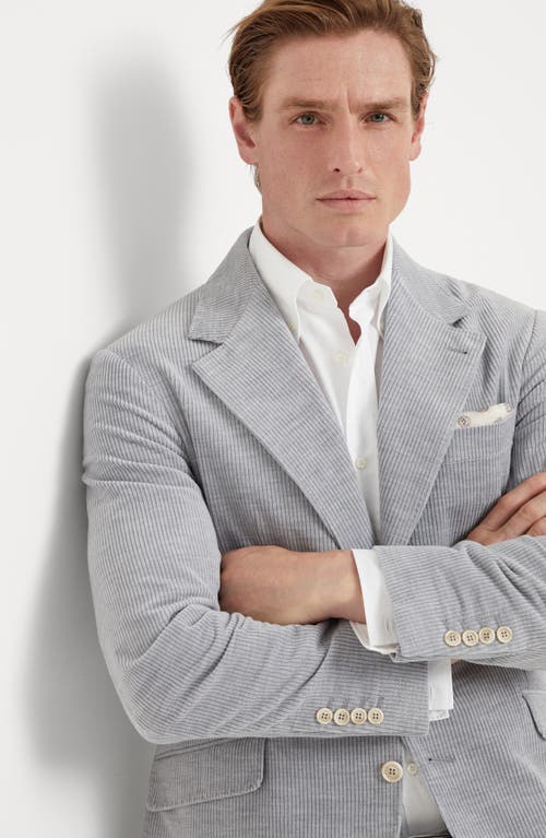 Shop Brunello Cucinelli Cotton And Cashmere Mélange Corduroy Deconstructed Cavallo Blazer In Silver