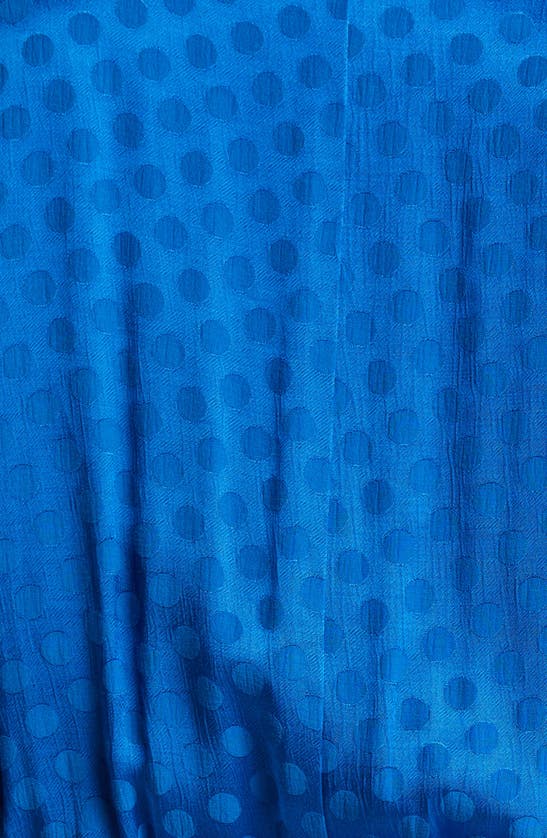 Shop Chelsea28 Textured Dot Long Sleeve Satin Romper In Blue Marmara