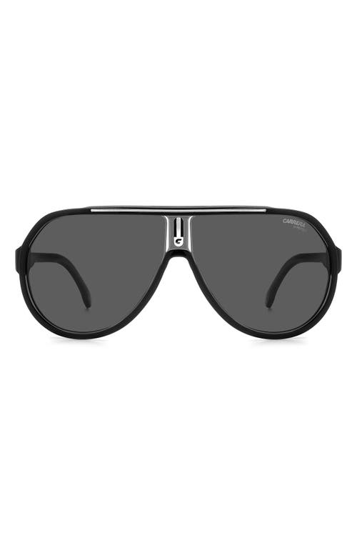 64mm Polarized Aviator Sunglasses in Black Grey Polar
