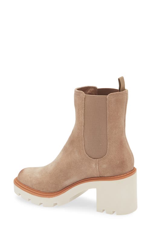 Chocolat Blu Ferra Platform Chelsea Boot In Latte Suede