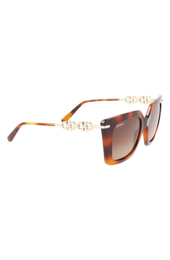 Ferragamo Gancini Chain Square Acetate & Metal Sunglasses In Classic Havana