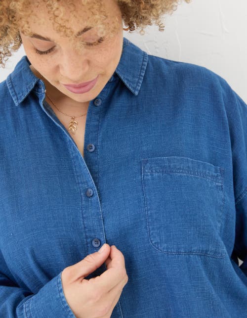 Shop Fatface Plus Size Carolin Denim Shirt In Vintage Blue