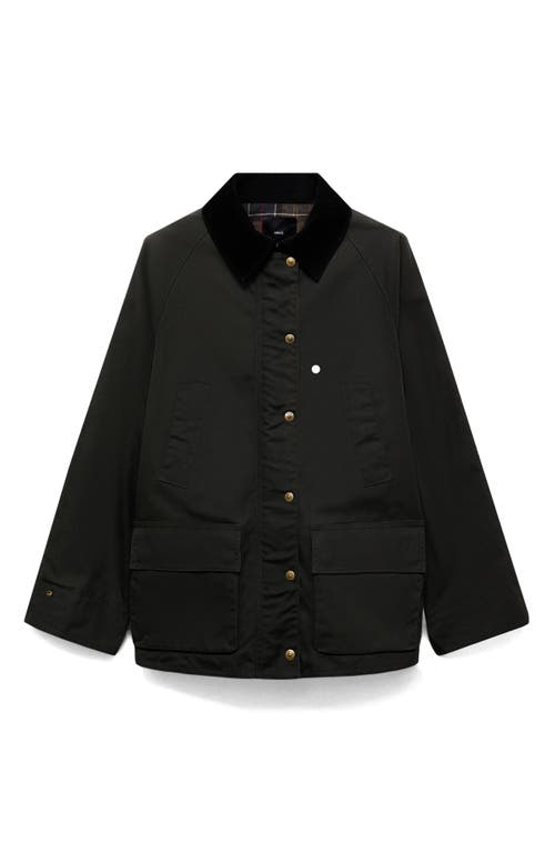 MANGO MANGO CORDUROY COLLAR WAXED EFFECT OVERSIZE JACKET