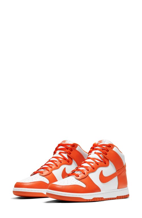 Nike Dunk Hi Retro Basketball Shoe In White/orange Blaze/white