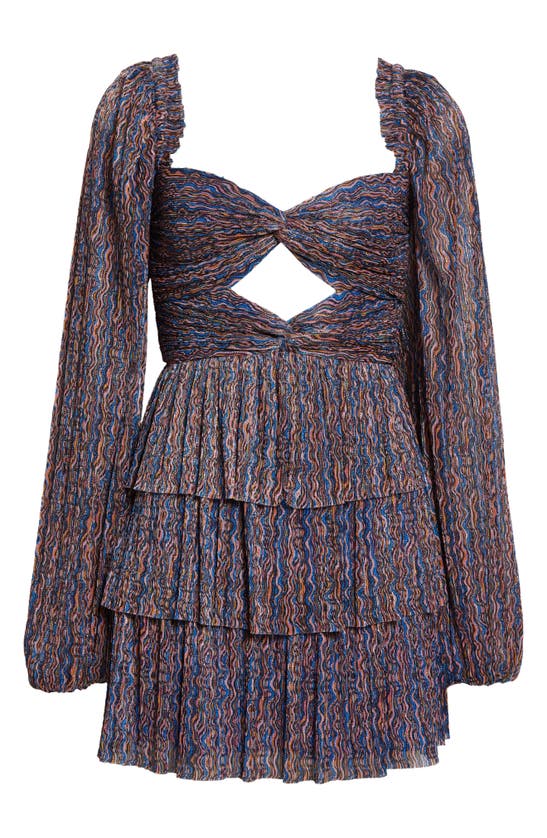 Shop Rebecca Vallance Blossom Metallic Cutout Long Sleeve Dress In Print