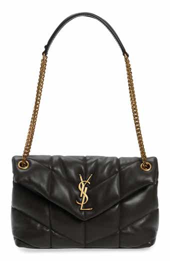 Saint Laurent Womens Dark Beige Puffer Small Leather Shoulder Bag