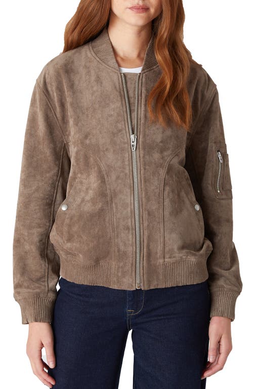 Blanknyc Faux Suede Bomber Jacket In Oyster Shell