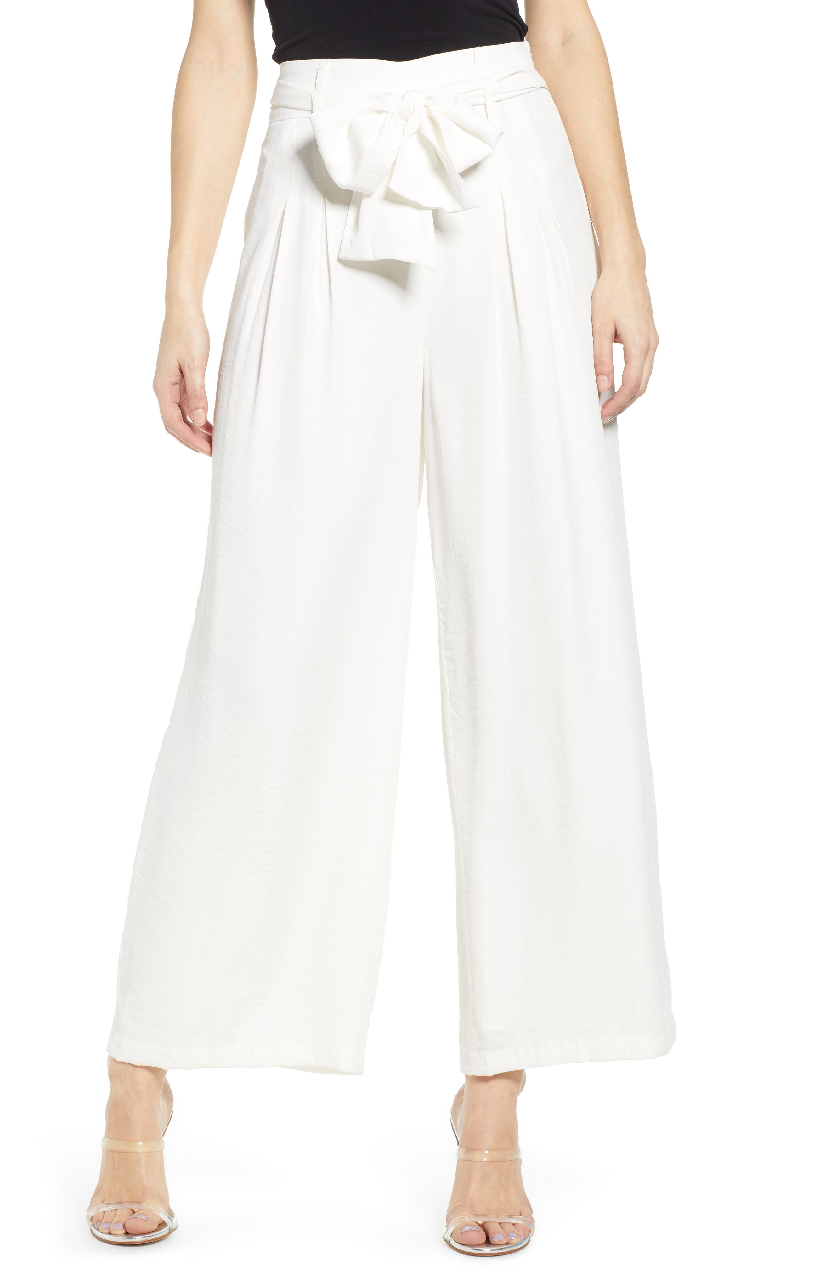 wide leg tie front pants