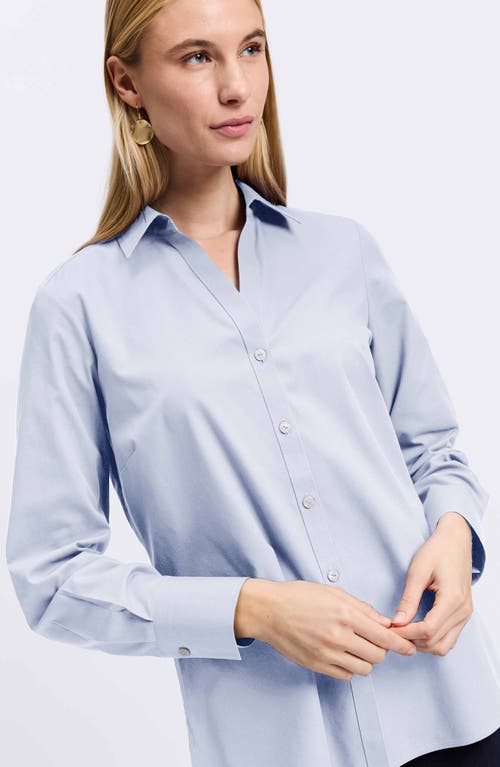 Foxcroft Mary Non-iron Cotton Oxford Button-up Shirt In Blue Wave