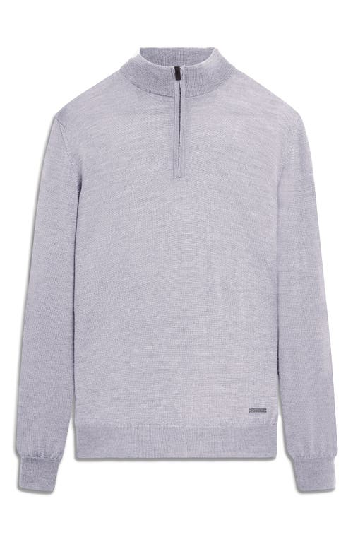 Bugatchi Merino Wool Quarter Zip Pullover In Platinum