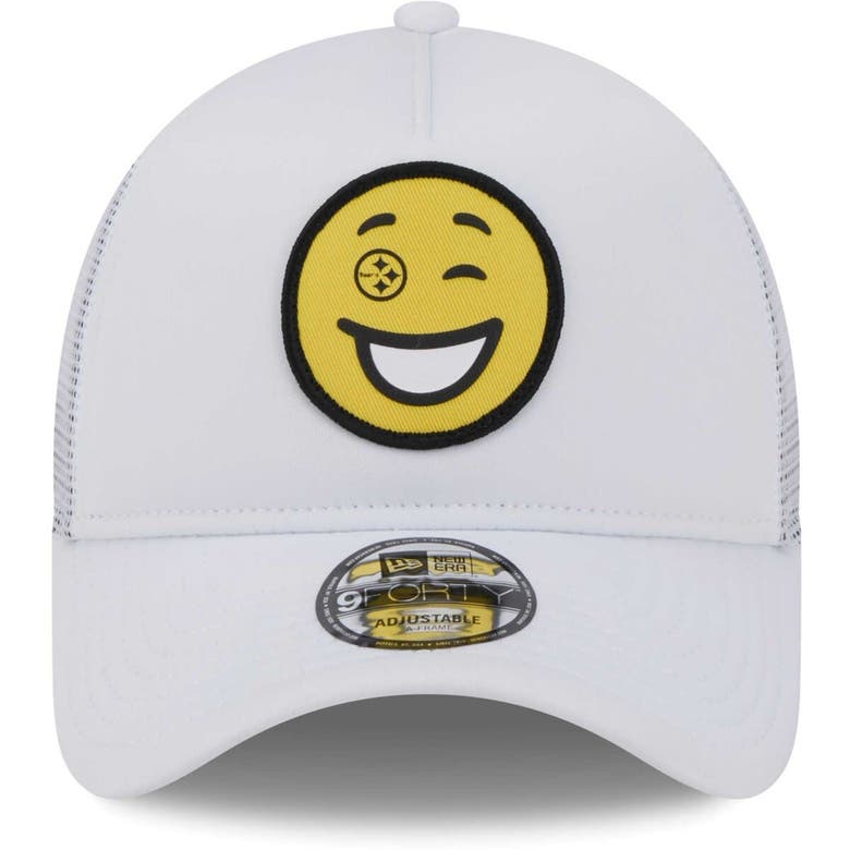 Shop New Era White Pittsburgh Steelers Happy A-frame Trucker 9forty Snapback Hat