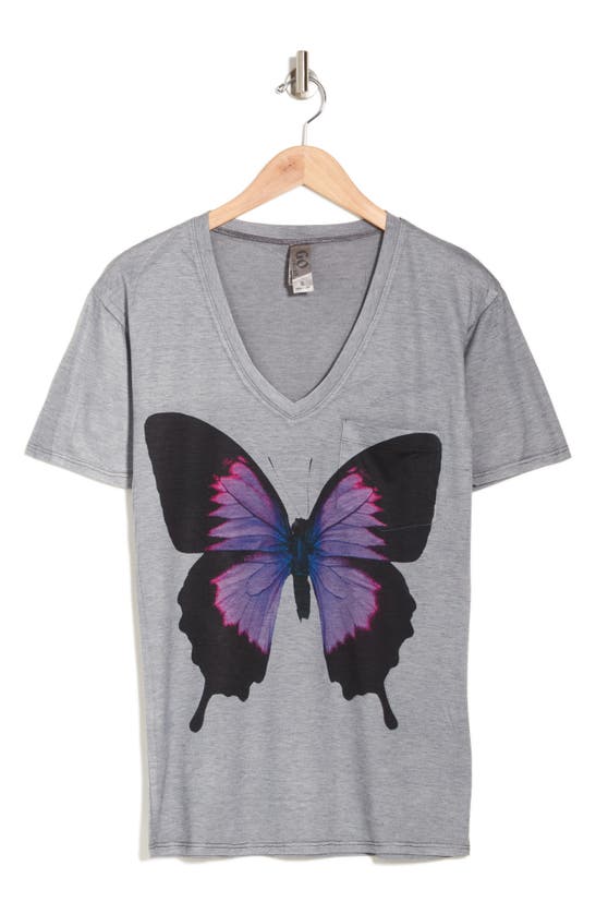 GO COUTURE GO COUTURE DEEP V-NECK ART PRINT T-SHIRT