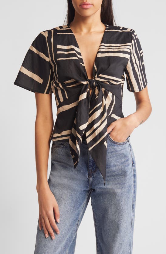 Shop Rails Tia Directional Stripe Cotton Top In Island Stripe