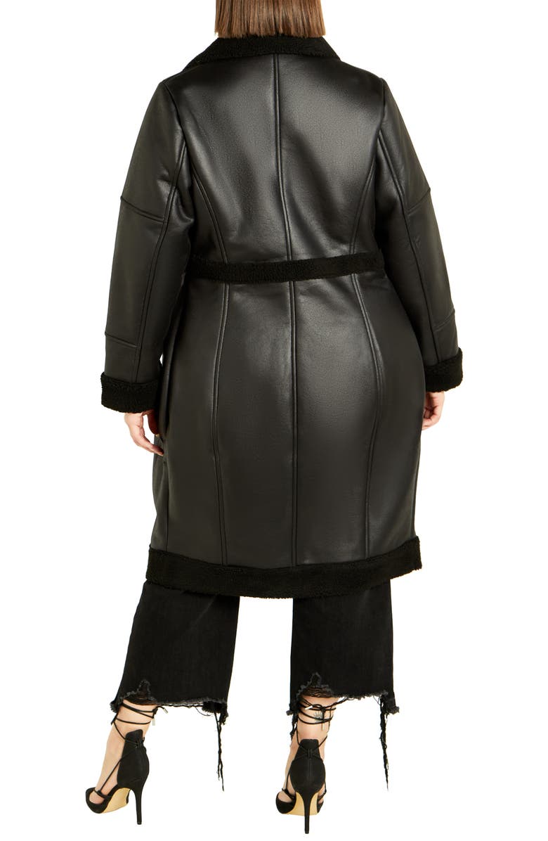 City Chic Hayden Faux Leather & Faux Shearling Coat | Nordstrom