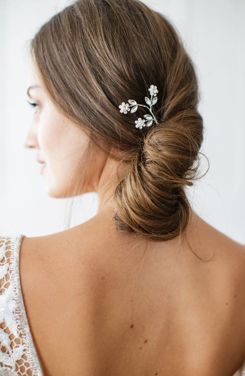 Brides & Hairpins Ameenah Floral Crystal Pin in Classic Silver at Nordstrom