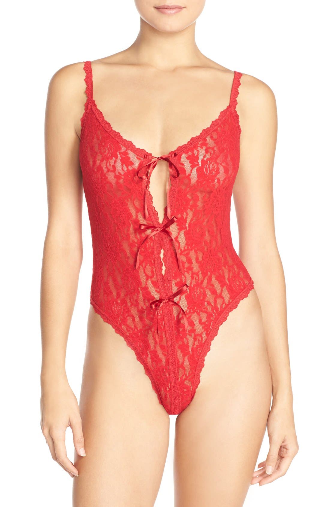 Women's Hanky Panky Signature Lace Open Gusset Thong Teddy