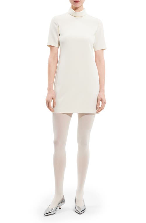 Theory Mock Neck Crepe Dress in Rice at Nordstrom, Size 12